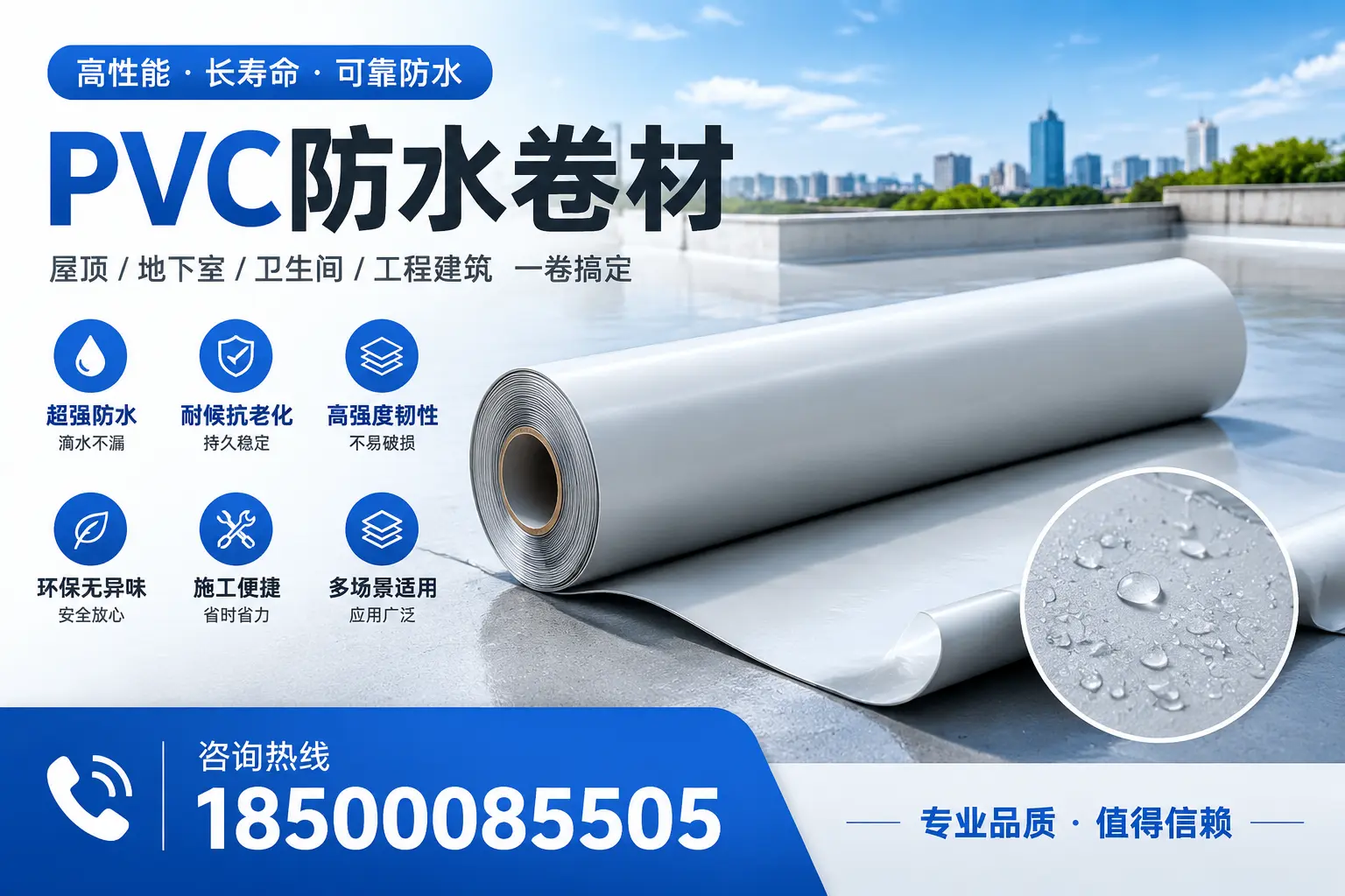 PVC防水卷材的防水效果评测,适合三沙的科学依据